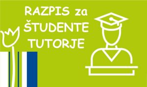 Zelen banner z logotipom fakultete z napisom razpis za študente tutorje