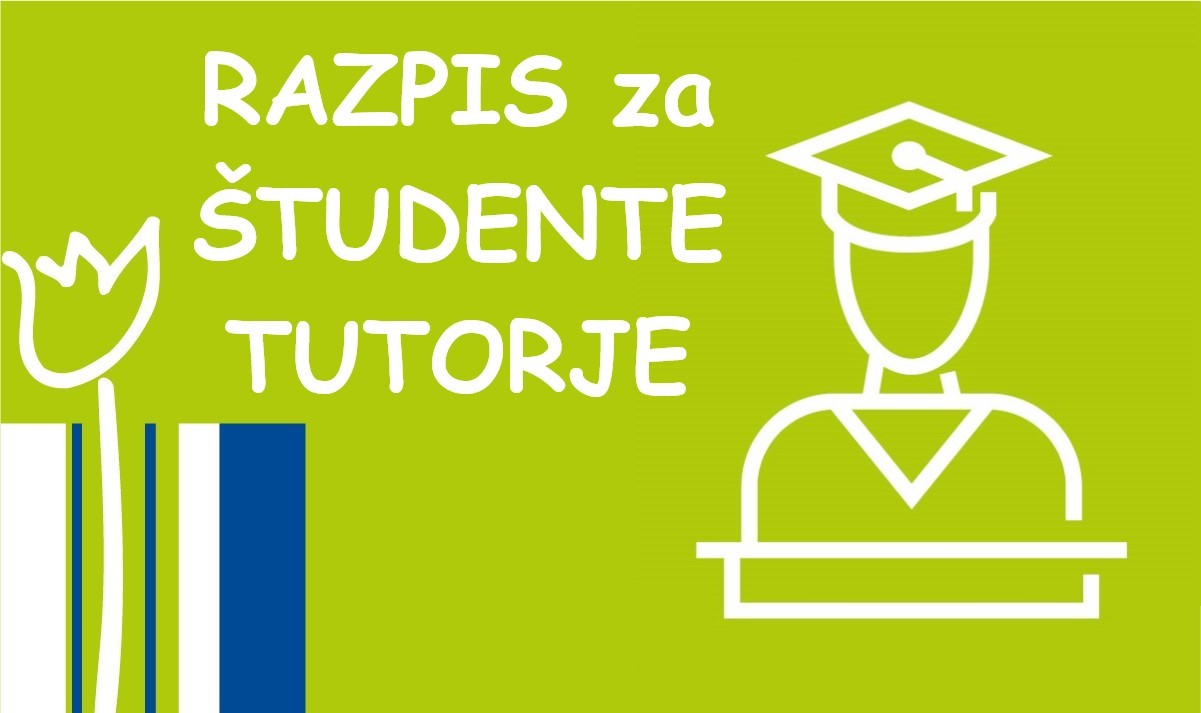 Zelen banner z logotipom fakultete z napisom razpis za študente tutorje