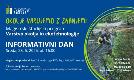 Informativni dan za magistrski študijski program Varstvo okolja in ekotehnologije (2025/26)