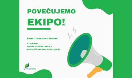 Priložnost za zaposlitev – Strokovni sodelavec/sodelavka s področja varstva okolja