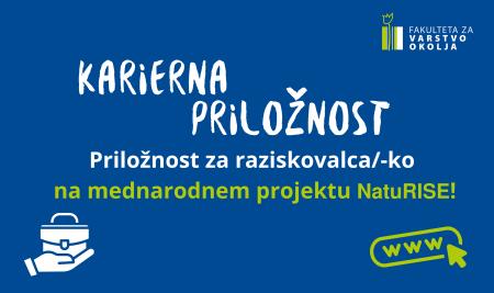 Prosto delovno mesto za raziskovalca oziroma raziskovalko na projektu NATURISE